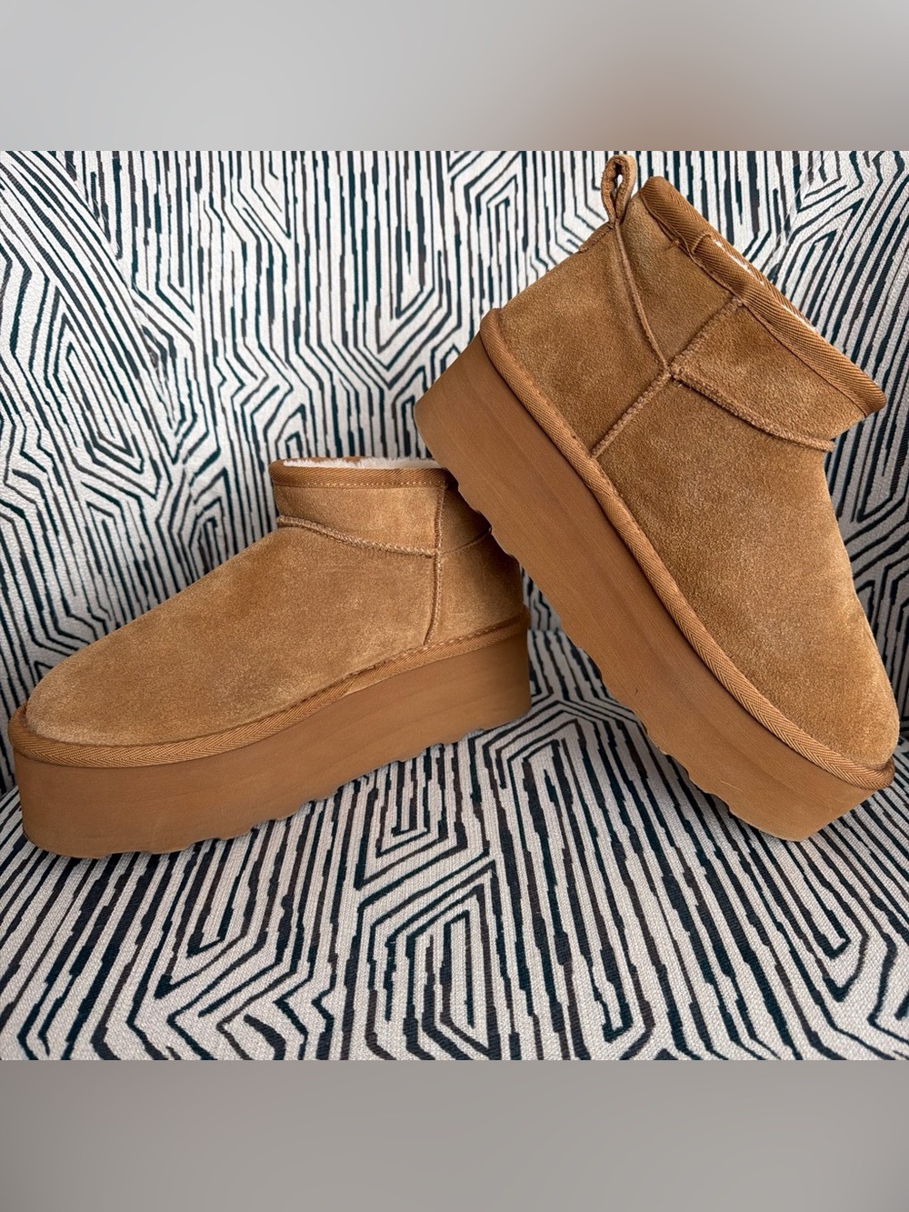 Cushionaire Women's Platform Suede Ankle Boots in Caramel